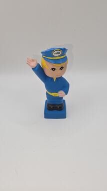 Vintage TYCO Preschool Train Conductor Figure Blue Uniform Yellow Hair 1990s